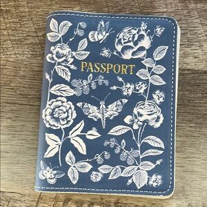 Rifle Paper Co Blue Floral Passport Holder